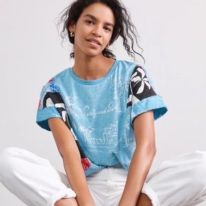 Anthropologie Pilcro Surf and Sand Graphic Tee-XL